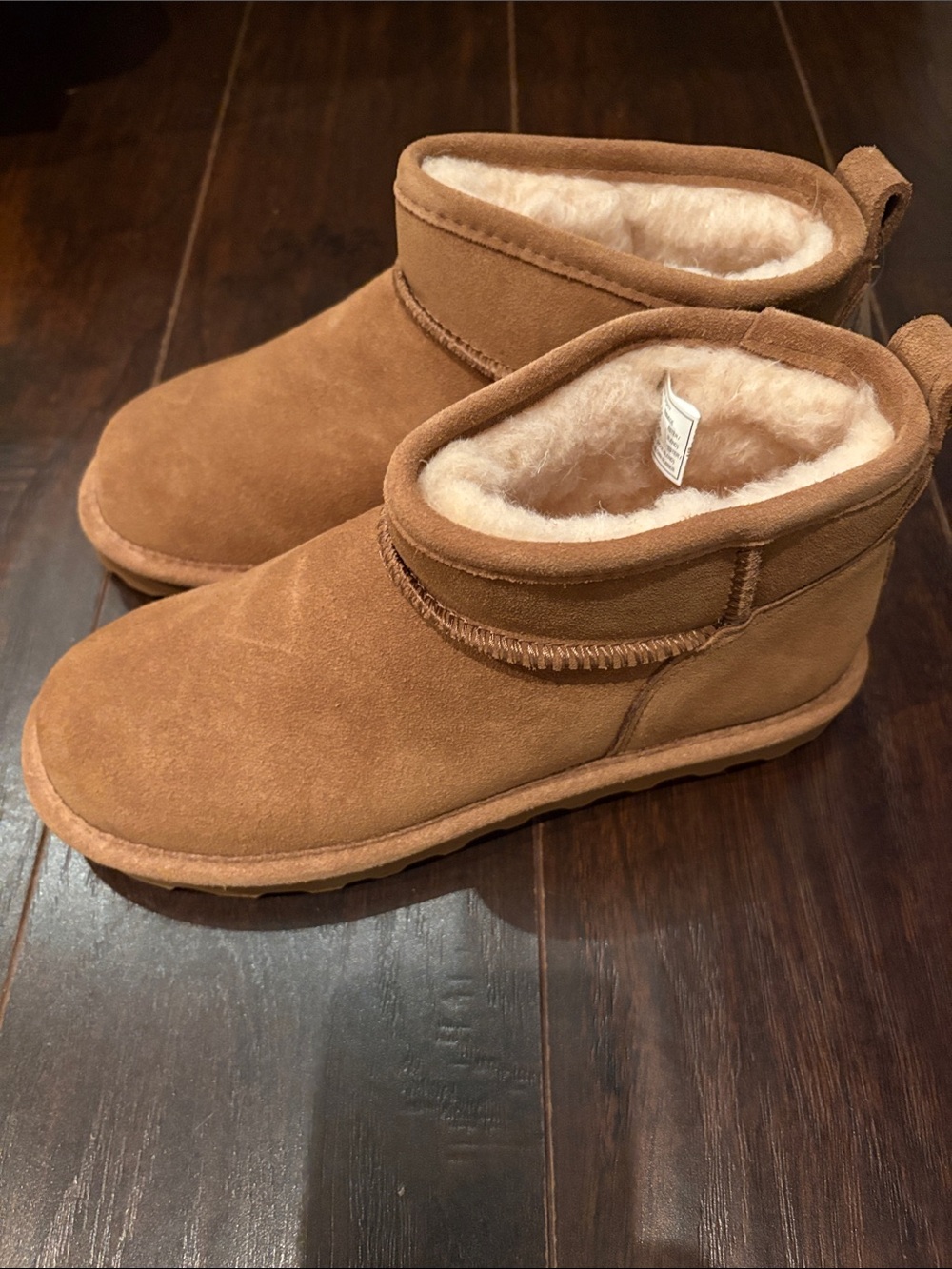 BearPaw Chestnut Suede Plush-Lined Ankle Boots